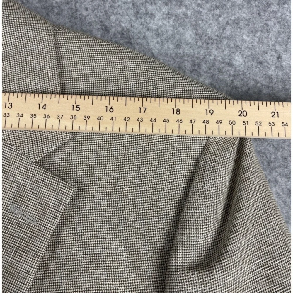 Jos A Bank Linen Wool Blazer Sport Coat Men 44XL Beige Houndstooth 2 Button